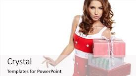  Presentation with young sing woman singing young - Audience pleasing presentation theme consisting of giveaway - young woman with gifts shot backdrop and a sky blue colored foreground