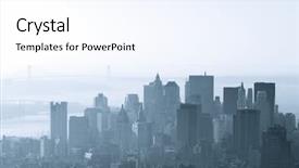  Presentation with new york - Beautiful slide set featuring given a group of skyscrapers backdrop and a sky blue colored foreground