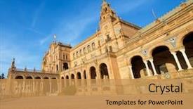  Presentation with venue - Slide set consisting of given spain's square located background and a gold colored foreground