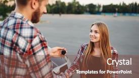  Presentation with driving drowsy - Presentation design enhanced with gives keys to female driver background and a tawny brown colored foreground