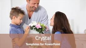  Presentation with father birthday - Colorful PPT layouts enhanced with love giving - father and son celebrating mom's backdrop and a coral colored foreground