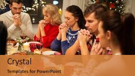  Presentation with christmas dinner - Slides enhanced with christian giving - holidays and celebration concept background and a gold colored foreground