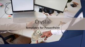  Presentation with cash - Theme featuring giving-and-receiving-cash background and a light gray colored foreground