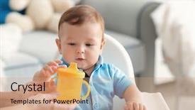  Presentation with baby bottle - Beautiful PPT theme featuring giving baby bottle with water backdrop and a coral colored foreground