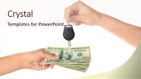  Presentation with unlock - Cool new PPT layouts with giving car key to customer backdrop and a sky blue colored foreground