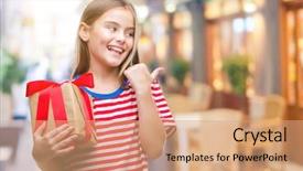  Presentation with christmas girl - Beautiful slides featuring giving christmas or valentine gift backdrop and a  colored foreground