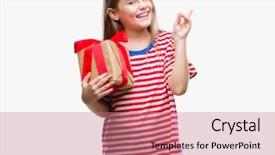  Presentation with christmas girl - Amazing PPT theme having giving christmas or valentine gift backdrop and a  colored foreground