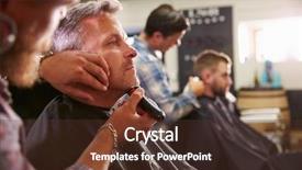  Presentation with shave - Cool new slide deck with giving client shave in shop backdrop and a tawny brown colored foreground