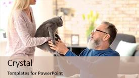  Presentation with caregiver - Presentation theme with giving cute cat to senior background and a lemonade colored foreground