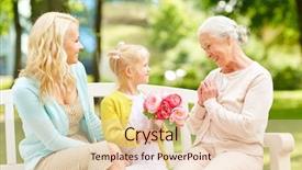  Presentation with happy holidays - Slide deck with giving flowers to her grandmother background and a lemonade colored foreground