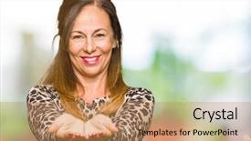  Presentation with animal print - PPT layouts with giving gesture hold and protection background and a coral colored foreground