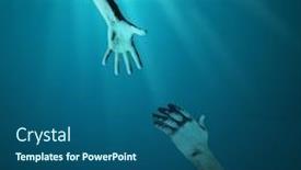  Presentation with helping man - PPT theme with giving-helping-hand-to-drowning background and a ocean colored foreground