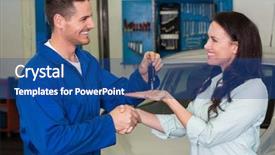  Presentation with mechanic repair - Amazing slides having giving keys to satisfied customer backdrop and a ocean colored foreground