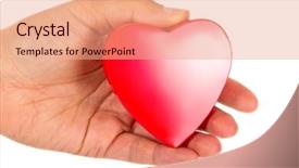  Presentation with heart love - Cool new presentation theme with giving love symbol - female hand backdrop and a coral colored foreground