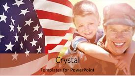  Presentation with usa flag - Cool new PPT theme with giving piggyback to his son backdrop and a red colored foreground