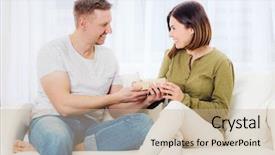  Presentation with gift of love - Audience pleasing slide set consisting of giving precious gift to beatiful backdrop and a soft green colored foreground