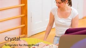  Presentation with midwife - Audience pleasing slides consisting of giving pregnant woman antenatal care backdrop and a yellow colored foreground