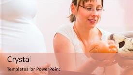  Presentation with midwife - Cool new PPT layouts with giving pregnant woman antenatal care backdrop and a coral colored foreground