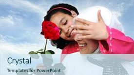  Presentation with muslim - Beautiful PPT theme featuring giving present rose to mother backdrop and a sky blue colored foreground