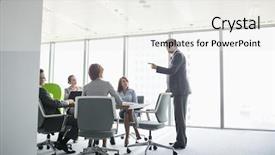  Presentation with invitation conference - Amazing presentation theme having giving presentation in conference room backdrop and a white colored foreground