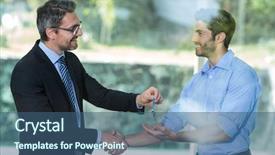  Presentation with estate - PPT theme having giving resort key to man background and a ocean colored foreground