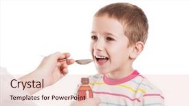  Presentation with medicine syrup - Presentation consisting of giving spoon dose of medicine background and a lemonade colored foreground