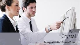  Presentation with education training - Presentation theme with giving support in help desk background and a light gray colored foreground