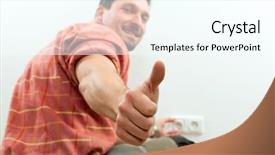  Presentation with electrician - PPT theme featuring giving the thumbs-up sign background and a  colored foreground