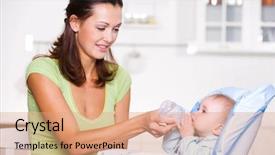  Presentation with mother baby - Audience pleasing PPT layouts consisting of giving the water to baby backdrop and a coral colored foreground