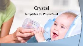  Presentation with mother baby - PPT theme consisting of giving the water to baby background and a sky blue colored foreground