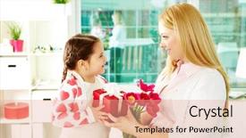  Presentation with tulips - Slides having giving them to her mother background and a coral colored foreground