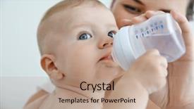  Presentation with drinking water - Amazing PPT theme having giving to drink water baby backdrop and a coral colored foreground