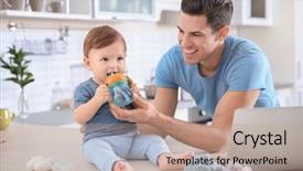  Presentation with water and sanitation - PPT theme having giving water to his little background and a coral colored foreground