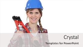  Presentation with super woman women power - Colorful slides enhanced with gizmo - woman with bolt cutters backdrop and a  colored foreground