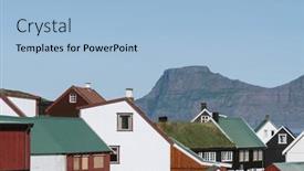  Presentation with island - Slide set featuring gjogv-village-on-the-island background and a  colored foreground