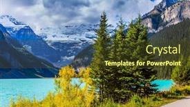  Presentation with forests - Presentation design enhanced with glacial-lake-louise-in-banff background and a tawny brown colored foreground