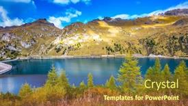  Presentation with harmony - Beautiful theme featuring glacial-lake-with-clear-cold backdrop and a tawny brown colored foreground