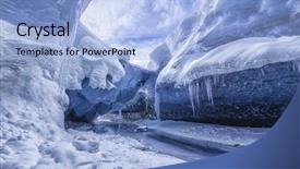  Presentation with iceland - PPT layouts having glaciers - blue glacier cave in iceland background and a light blue colored foreground