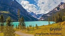  Presentation with banff national park - PPT theme with glaciers great sunny day background and a gold colored foreground