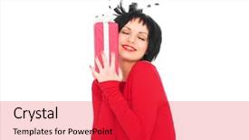  Presentation with sexy santa woman red - Audience pleasing slides consisting of glad smiley woman holding red backdrop and a  colored foreground