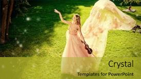  Presentation with classical music - Cool new slides with dress impress - beautiful fairy girl playing backdrop and a gold colored foreground