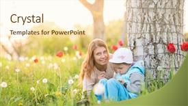 Presentation with veteran mom child - Audience pleasing slides consisting of glades - family mom with daughter woman backdrop and a cream colored foreground