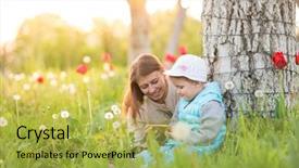  Presentation with woman child - Slide deck enhanced with glades - family mom with daughter woman background and a yellow colored foreground