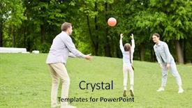  Presentation with green trees in park - Audience pleasing theme consisting of glades - little girl jumping over green backdrop and a mint green colored foreground