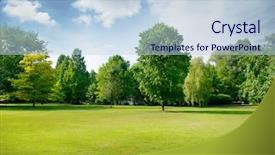  Presentation with green city - Theme with glades - picturesque green glade in city background and a lemonade colored foreground