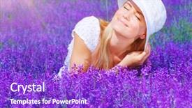  Presentation with purple floral - Audience pleasing PPT theme consisting of glades - pretty woman sitting on lavender backdrop and a purple colored foreground