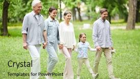  Presentation with walking - Amazing slide deck having glades - senior and young couples backdrop and a mint green colored foreground