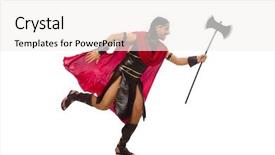  Presentation with gladiator - Cool new presentation theme with gladiator holding ax isolated on white backdrop and a white colored foreground