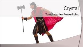  Presentation with gladiator - Audience pleasing PPT theme consisting of gladiator holding ax isolated on white backdrop and a white colored foreground