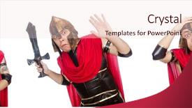  Presentation with gladiator - Cool new presentation design with gladiator holding sword isolated backdrop and a lemonade colored foreground